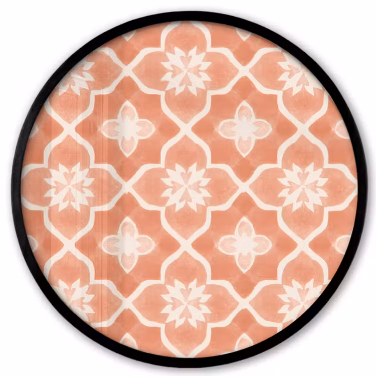 Ronde fotolijst - Tegelpatroon - Arabesk - Vintage - Terracotta — 1