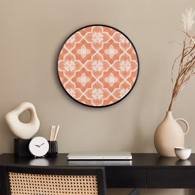 Ronde fotolijst - Tegelpatroon - Arabesk - Vintage - Terracotta — 3