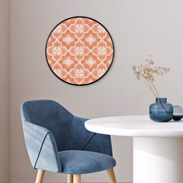Ronde fotolijst - Tegelpatroon - Arabesk - Vintage - Terracotta — 4