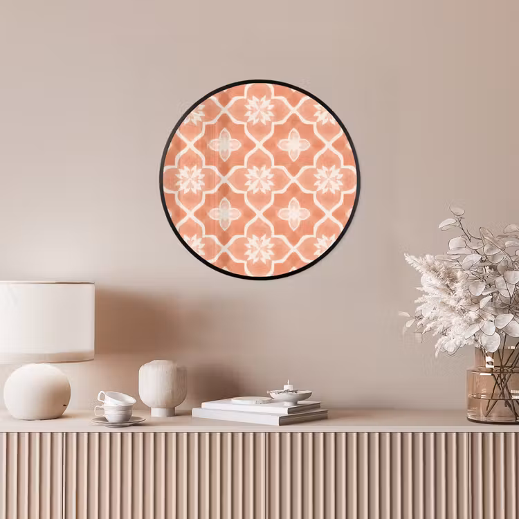 Ronde fotolijst - Tegelpatroon - Arabesk - Vintage - Terracotta — 5