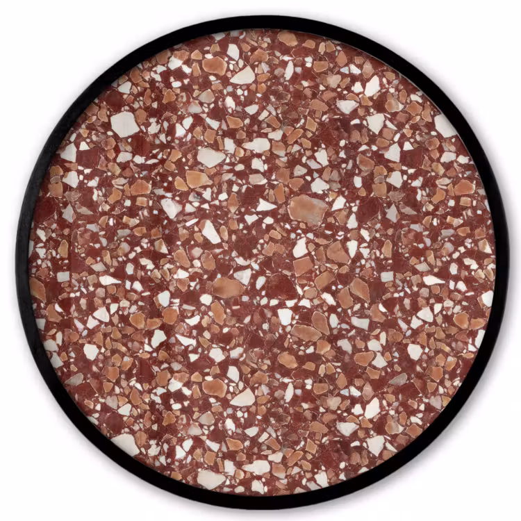 Ronde fotolijst - Terrazzo - Patroon - Steentextuur - Roodbruin — 1