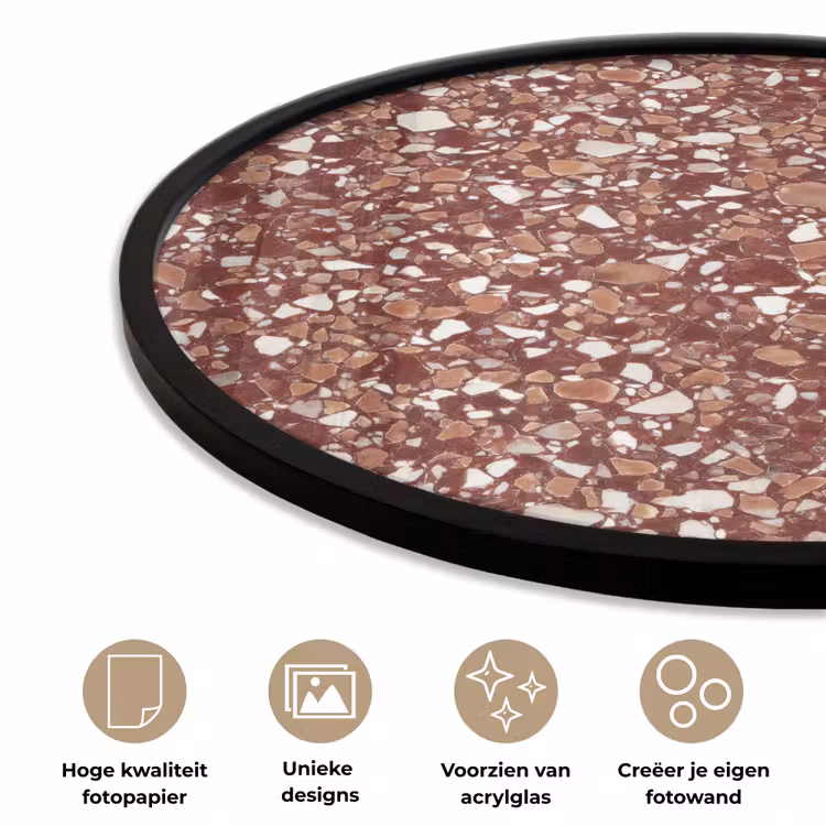 Ronde fotolijst - Terrazzo - Patroon - Steentextuur - Roodbruin — 2