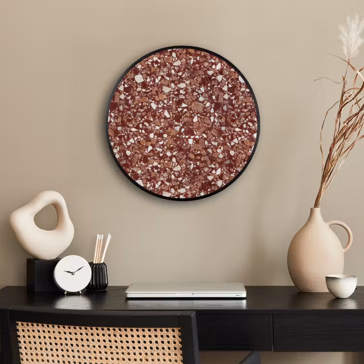 Ronde fotolijst - Terrazzo - Patroon - Steentextuur - Roodbruin — 3