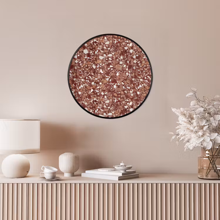 Ronde fotolijst - Terrazzo - Patroon - Steentextuur - Roodbruin — 5