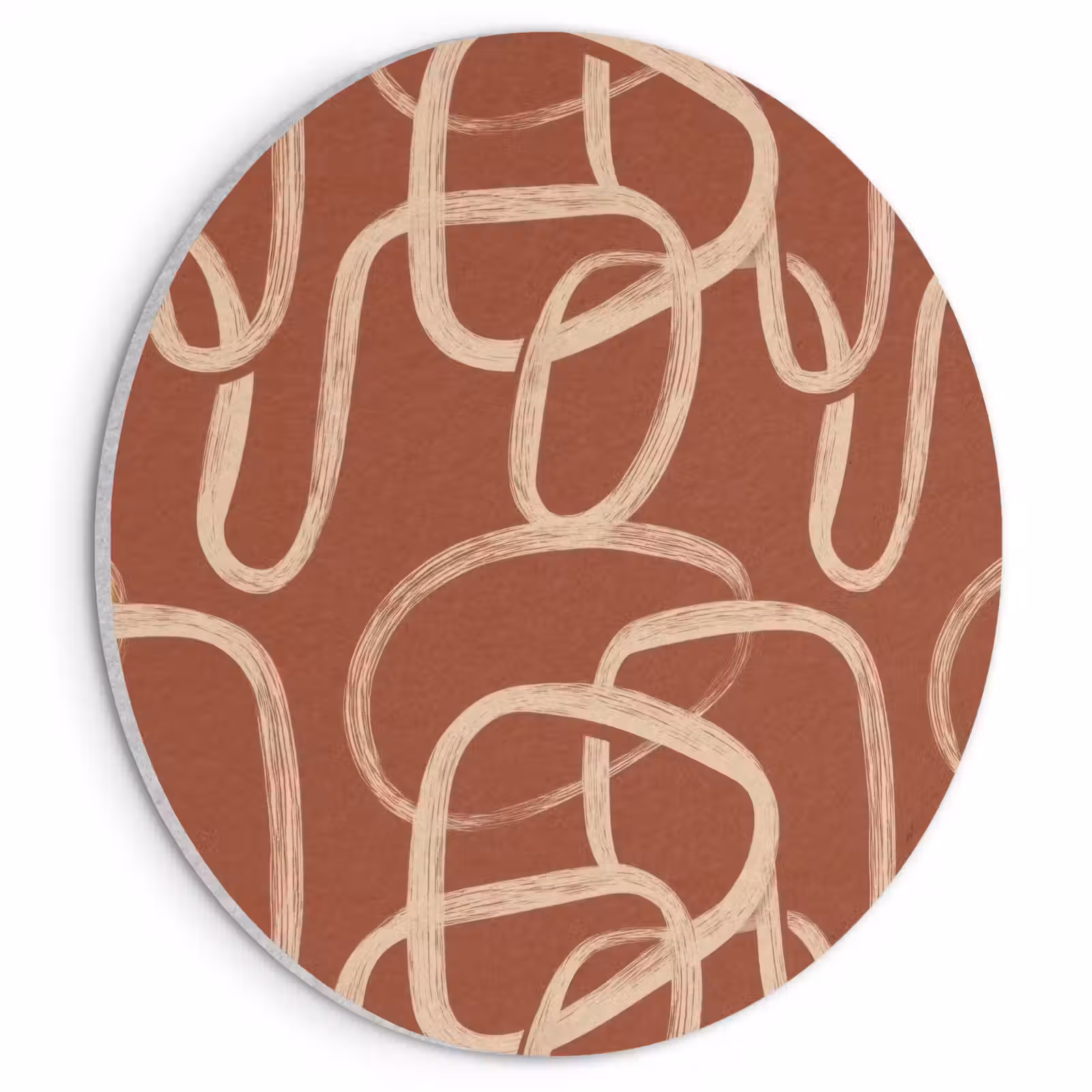 Akoestisch schilderij rond - Lijnen - Abstract - Organisch - Terracotta - Crème — 1