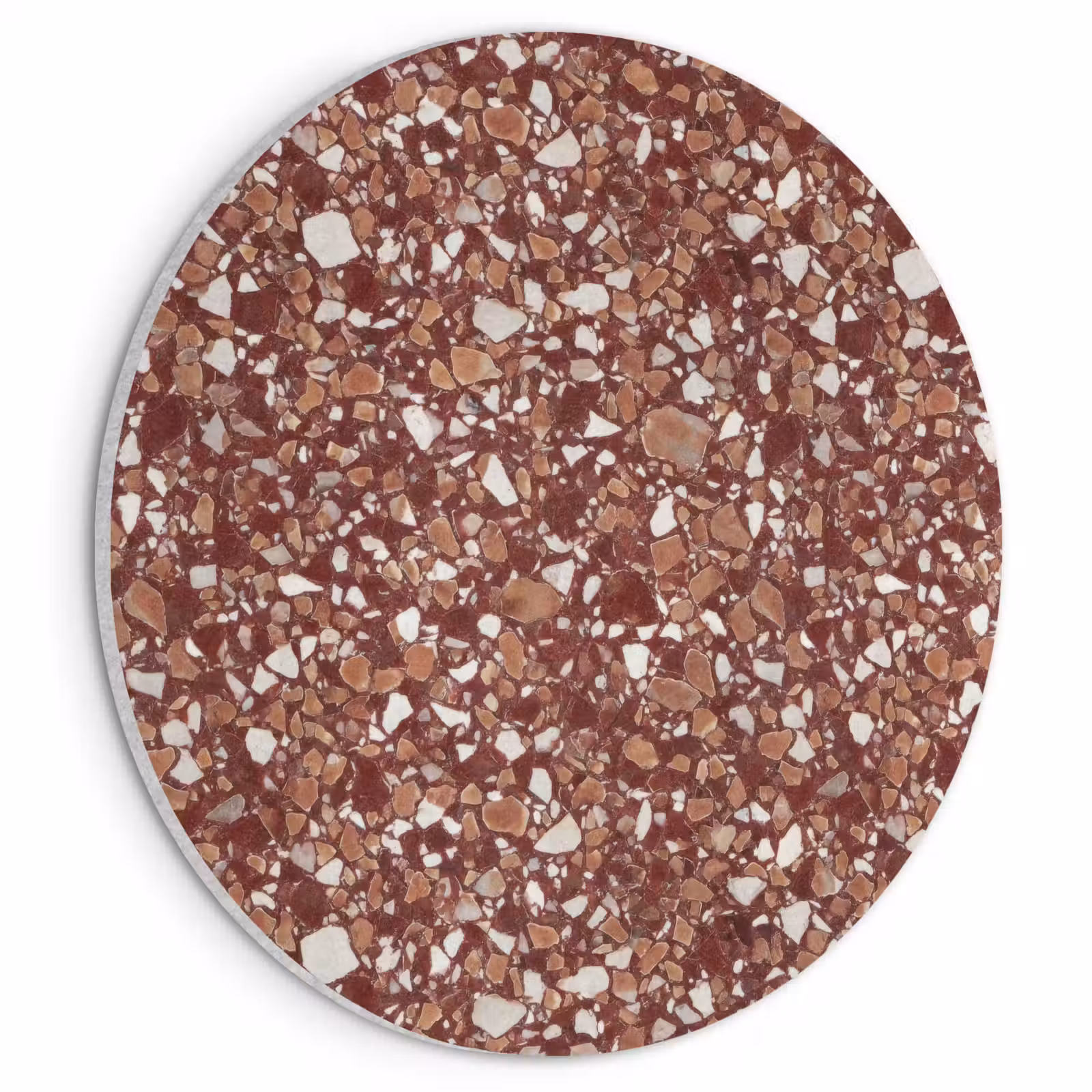 Akoestisch schilderij rond - Terrazzo - Patroon - Steentextuur - Roodbruin — 1