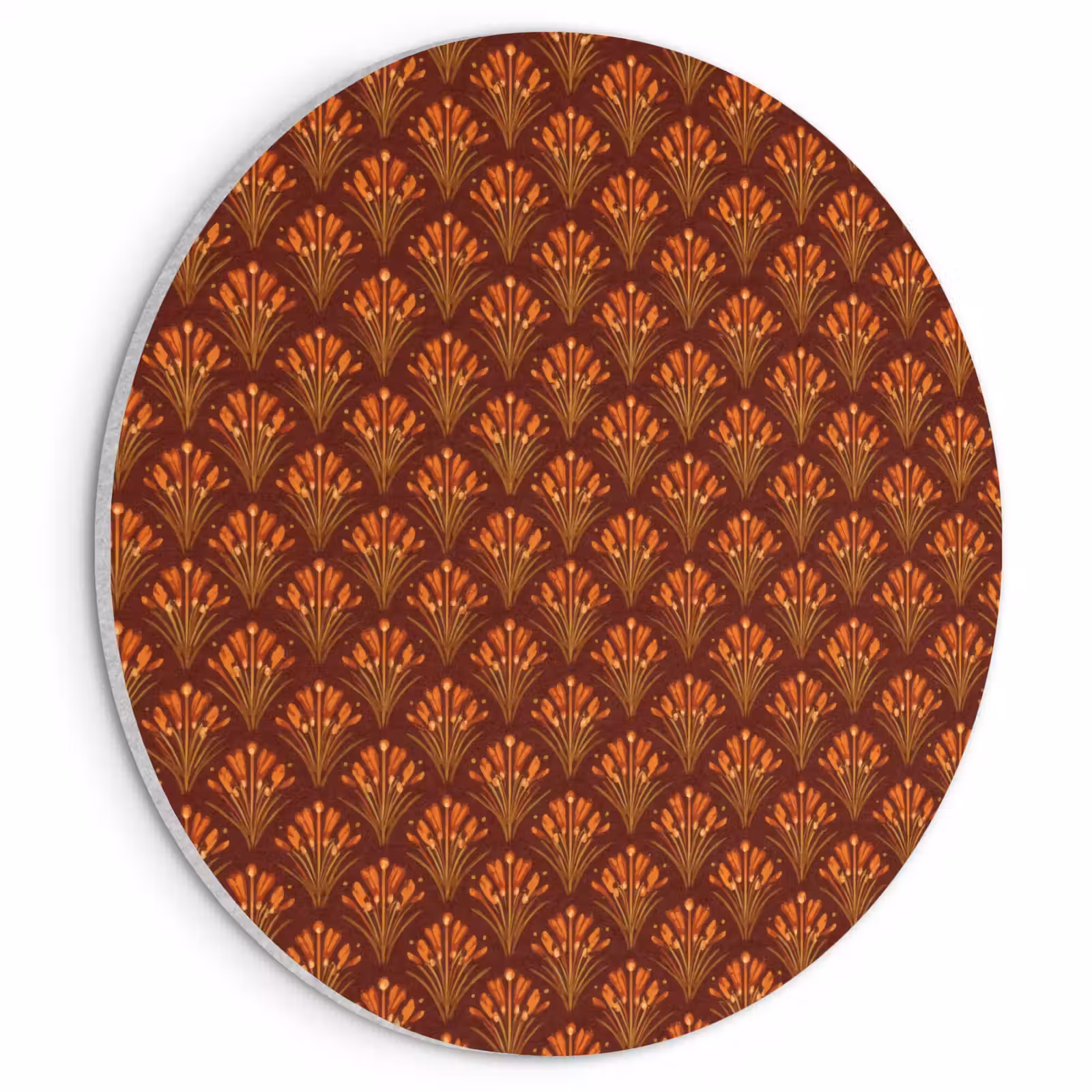 Akoestisch schilderij rond - Waaiers - Art Deco - Botanisch - Roestbruin - Oranje — 1