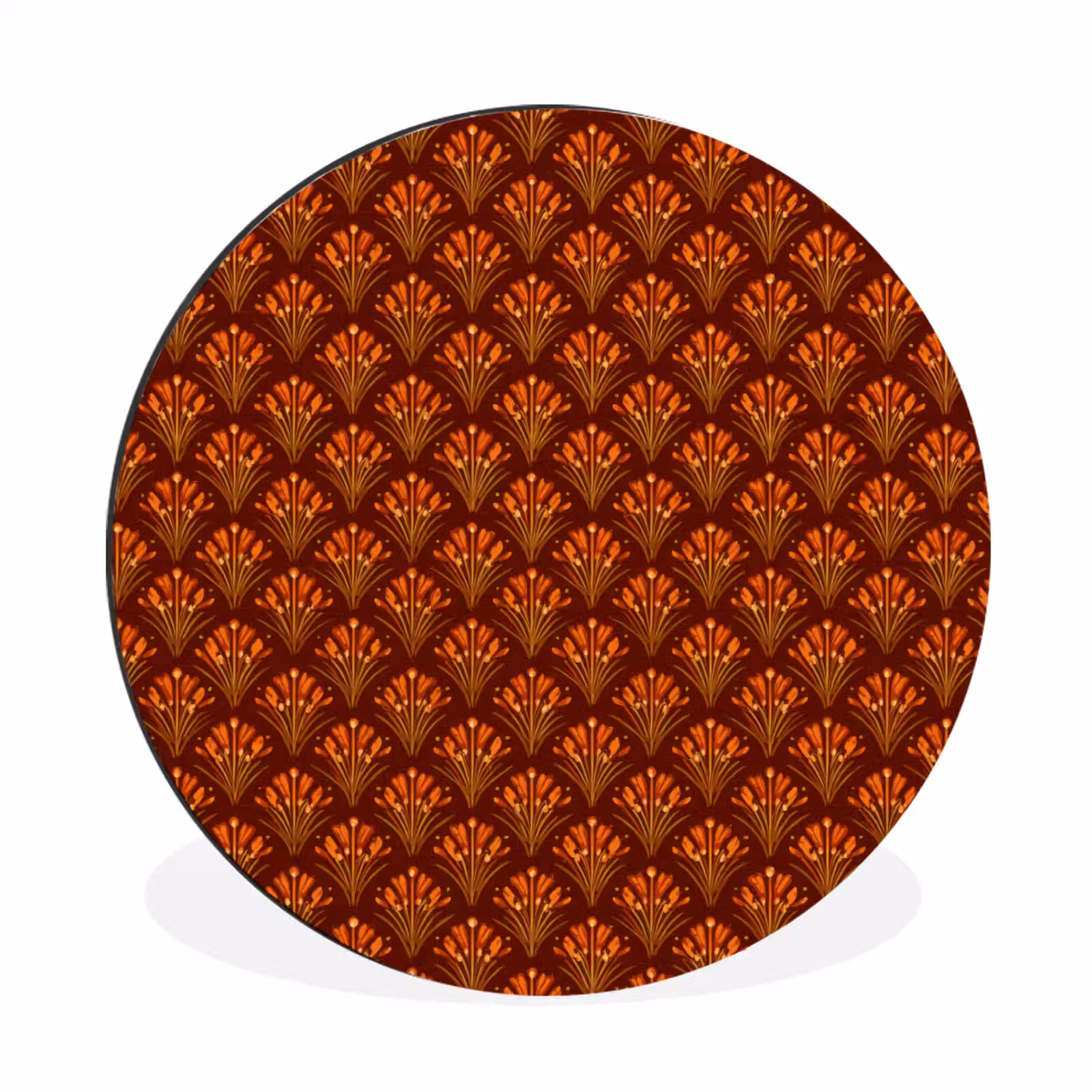 Wandcirkel - Aluminium - Waaiers - Art Deco - Botanisch - Roestbruin - Oranje — 1