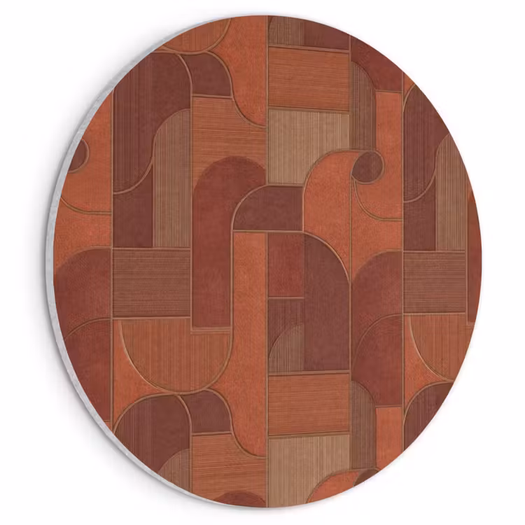 Akoestisch schilderij rond - Geometrisch - Abstract - Textuur - Bruin — 1