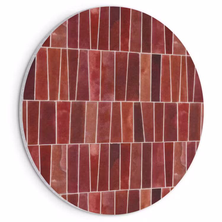 Akoestisch schilderij rond - Tegels - Modern - Structuur - Dieprood — 1