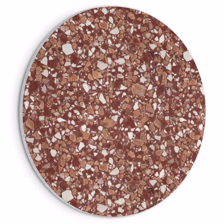 Akoestisch schilderij rond - Terrazzo - Patroon - Steentextuur - Roodbruin — 1