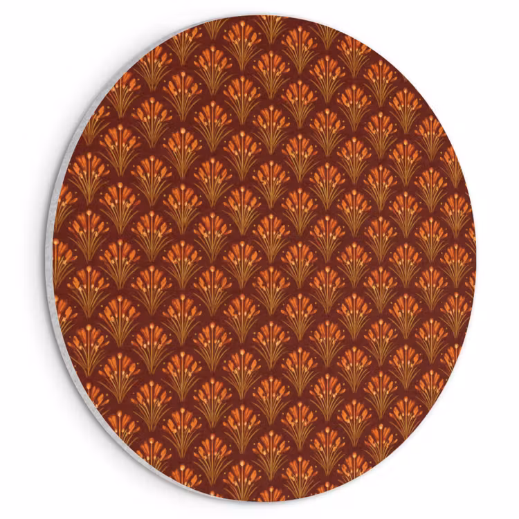 Akoestisch schilderij rond - Waaiers - Art Deco - Botanisch - Roestbruin - Oranje — 1