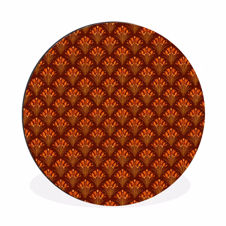 Wandcirkel - Aluminium - Waaiers - Art Deco - Botanisch - Roestbruin - Oranje — 1