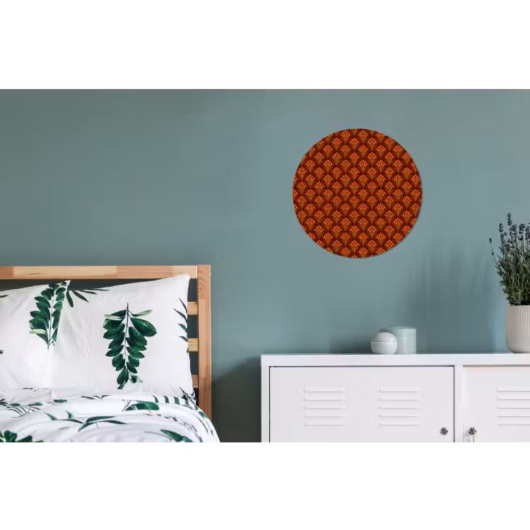 Wandcirkel - Aluminium - Waaiers - Art Deco - Botanisch - Roestbruin - Oranje — 4