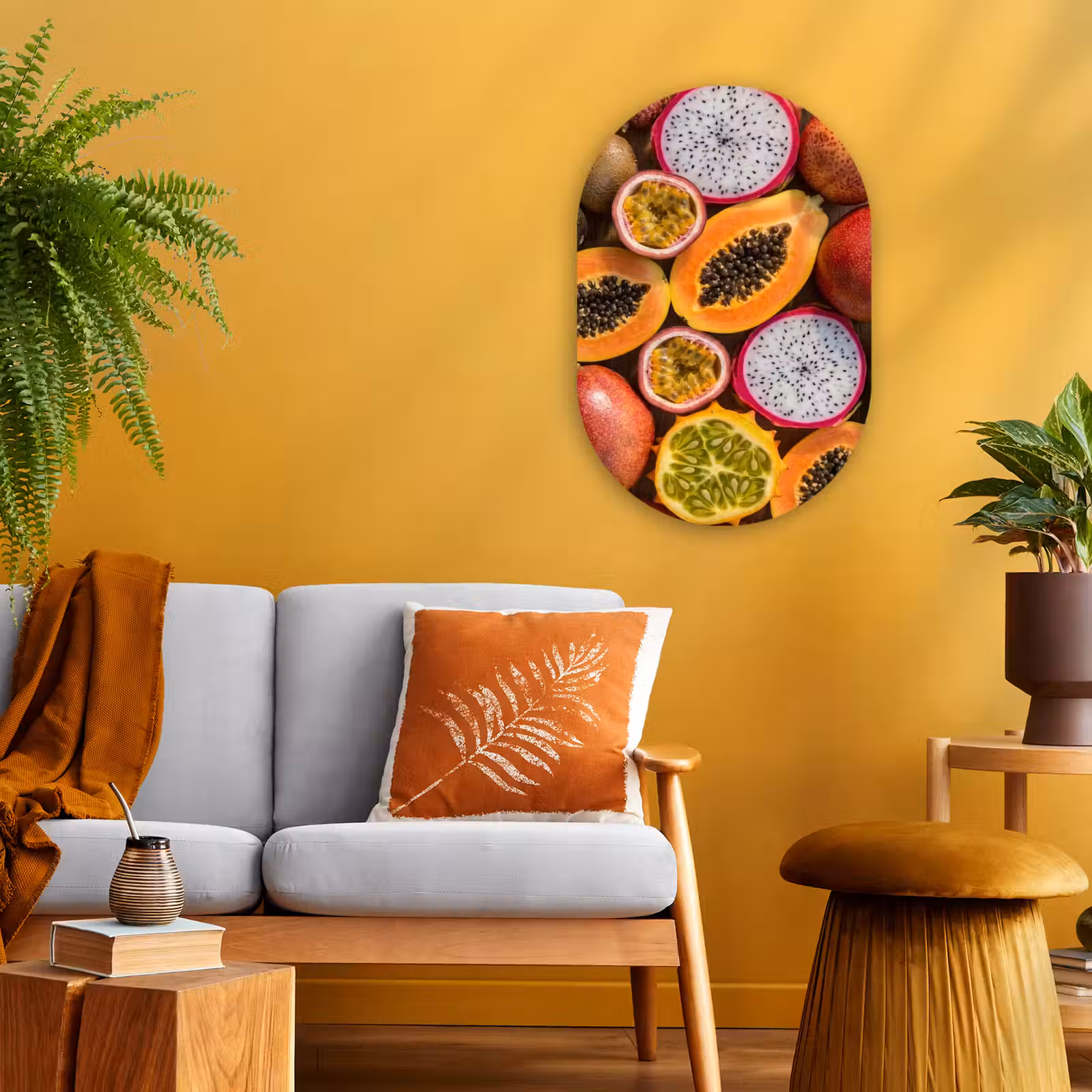 Muurovaal - Kunststof - Fruit - Geopend - Tropisch - Eten - Kleurrijk — 1