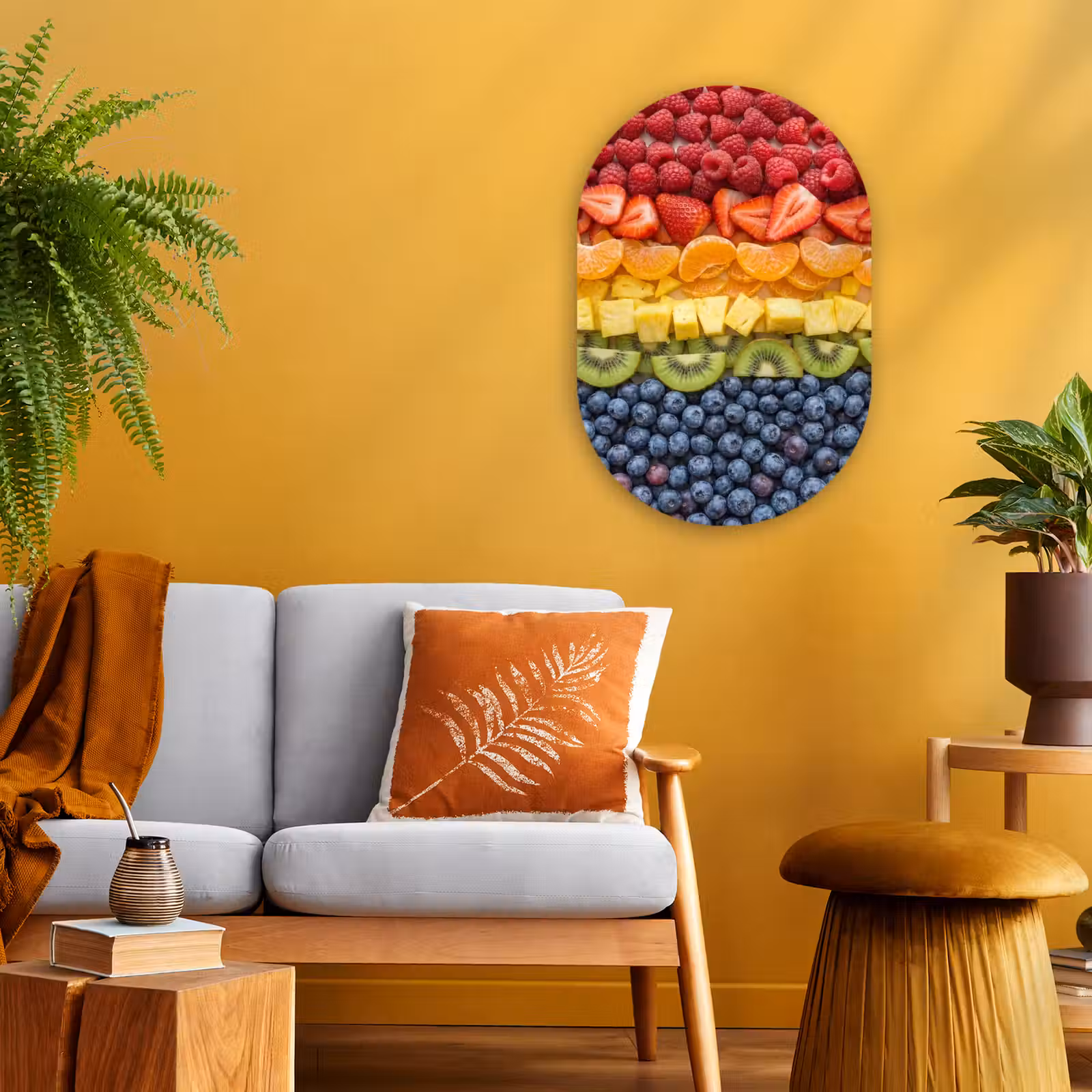 Muurovaal - Kunststof - Fruit - Regenboog - Gezond - Kleurrijk — 1