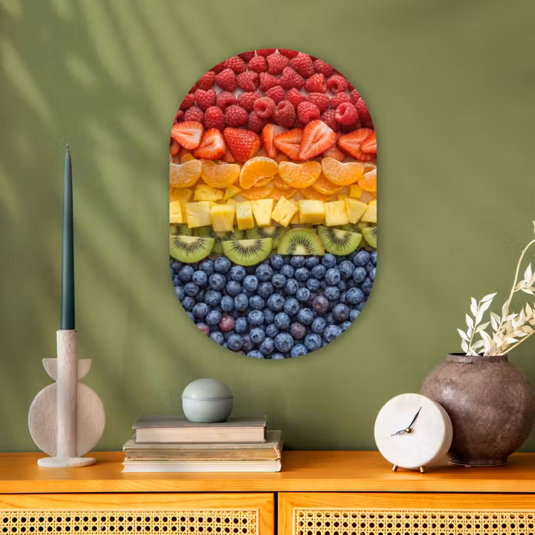 Muurovaal - Kunststof - Fruit - Regenboog - Gezond - Kleurrijk — 2