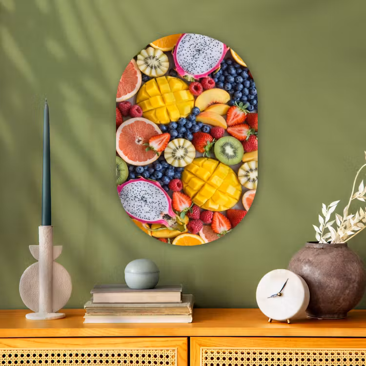 Muurovaal - Kunststof - Fruit - Versneden - Kleurrijk - Eten - Gezond — 1