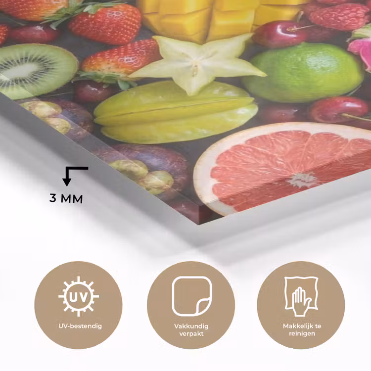 Glas schilderij - Fruit - Assortiment - Vers - Gezond - Kleurrijk — 3