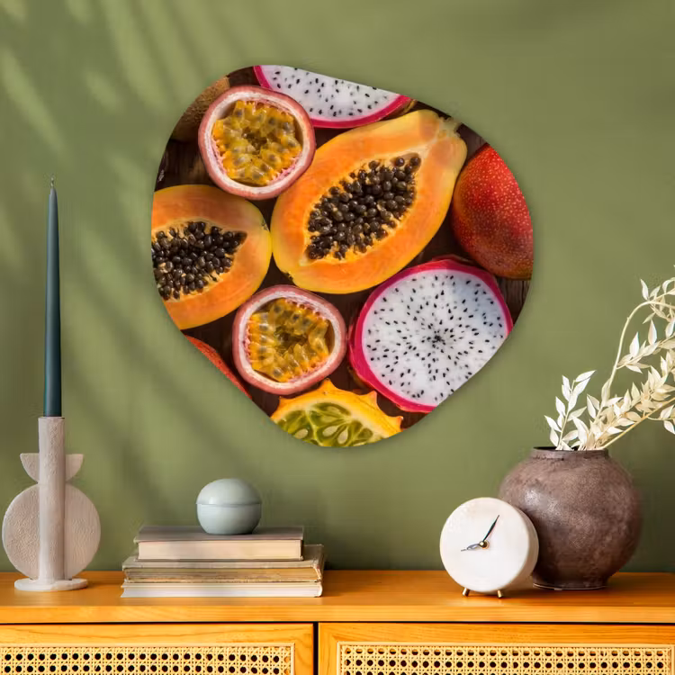 Organische schilderij - Aluminium - Fruit - Geopend - Tropisch - Eten - Kleurrijk — 2