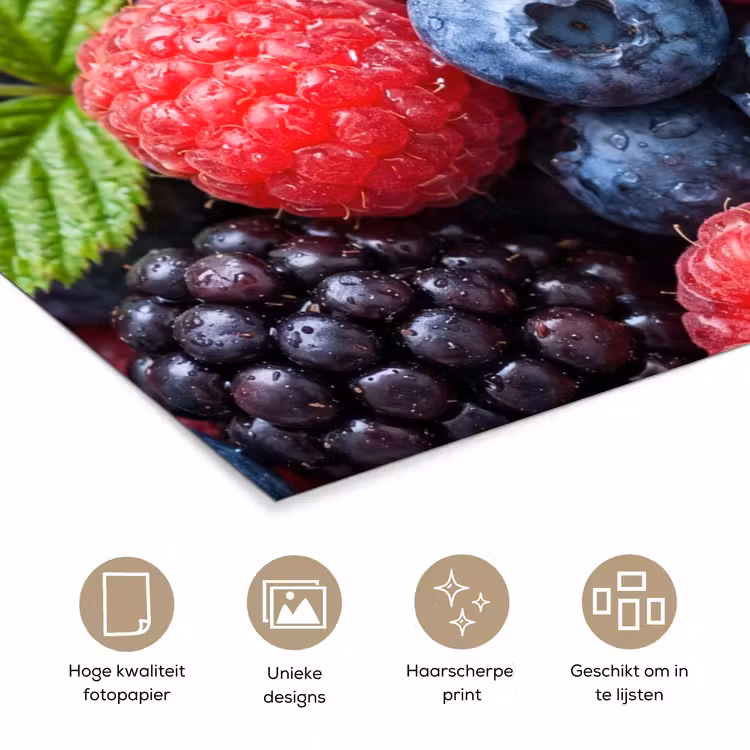 Poster - Bessen - Vers - Waterdruppels - Kleurrijk - Eten — 5