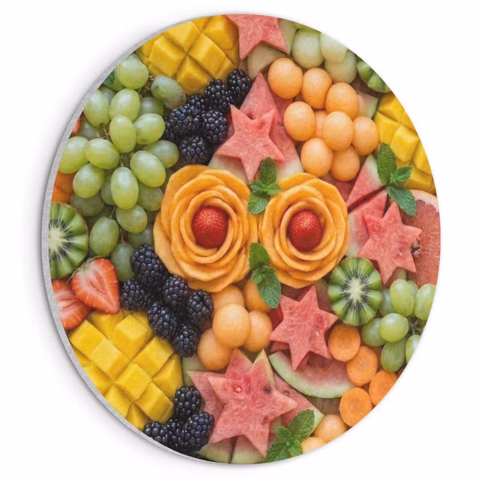 Akoestisch schilderij rond - Fruit - Variatie - Kleurrijk - Vers - Eten — 1