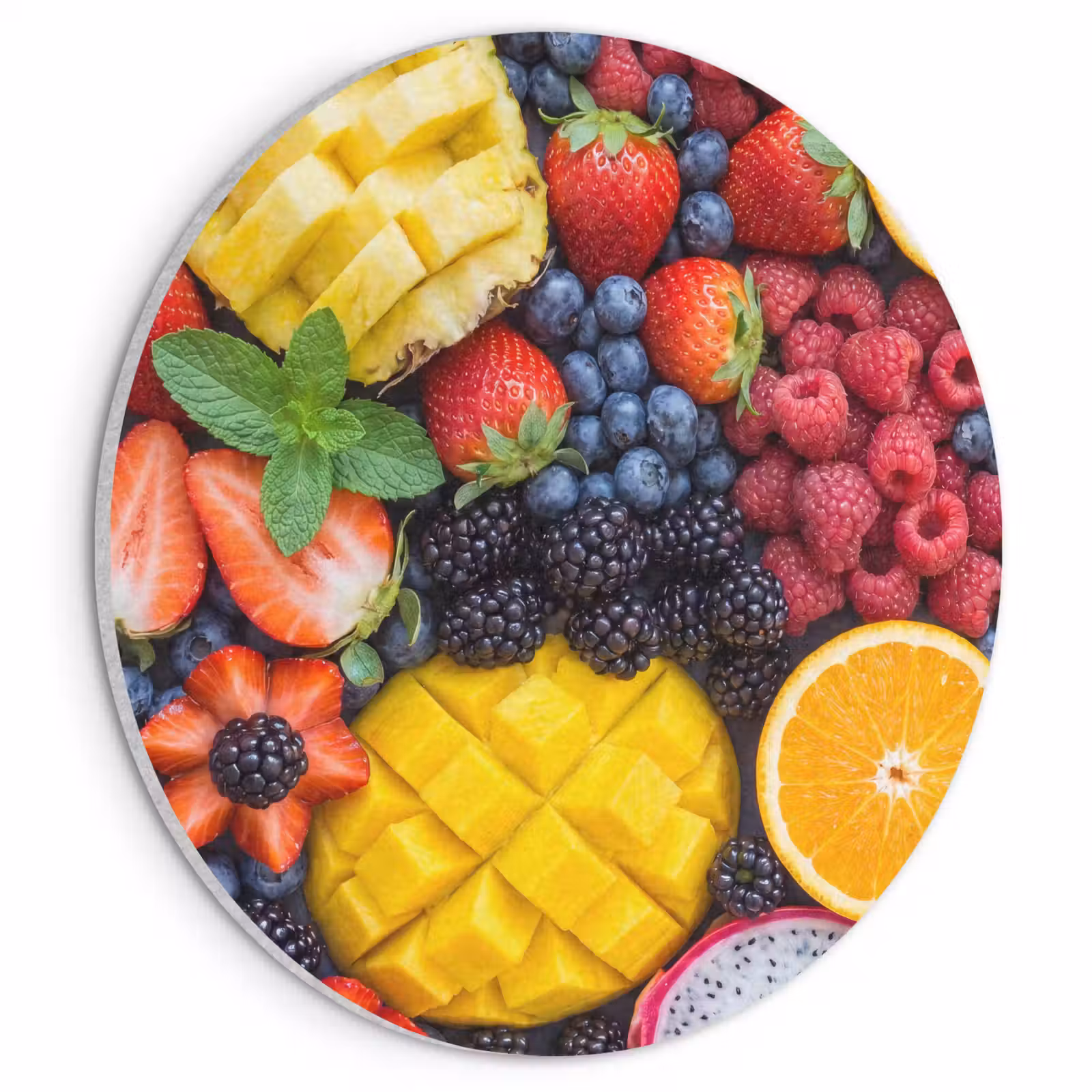 Akoestisch schilderij rond - Fruit - Vers - Kleurrijk - Eten — 1