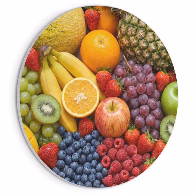 Akoestisch schilderij rond - Eten - Fruit - Vers - Kleurrijk - Voeding — 1