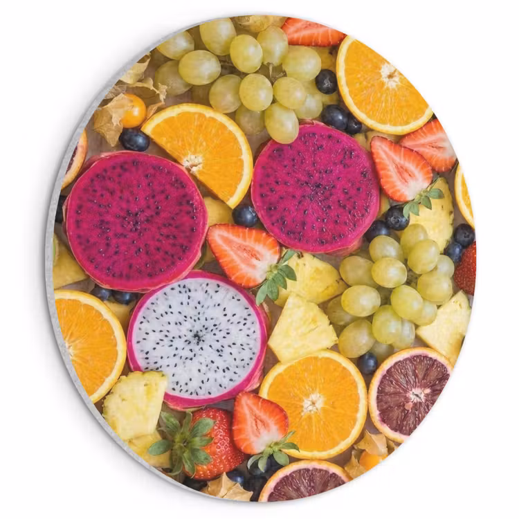 Akoestisch schilderij rond - Fruit - Assortiment - Kleurrijk - Gezondheid — 1