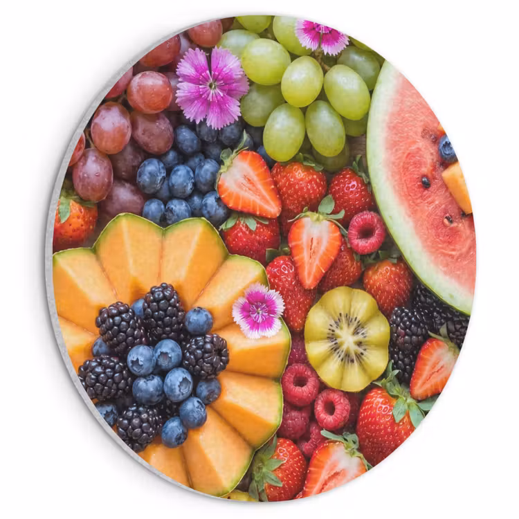 Akoestisch schilderij rond - Fruit - Vers - Variatie - Eten - Kleurrijk — 1