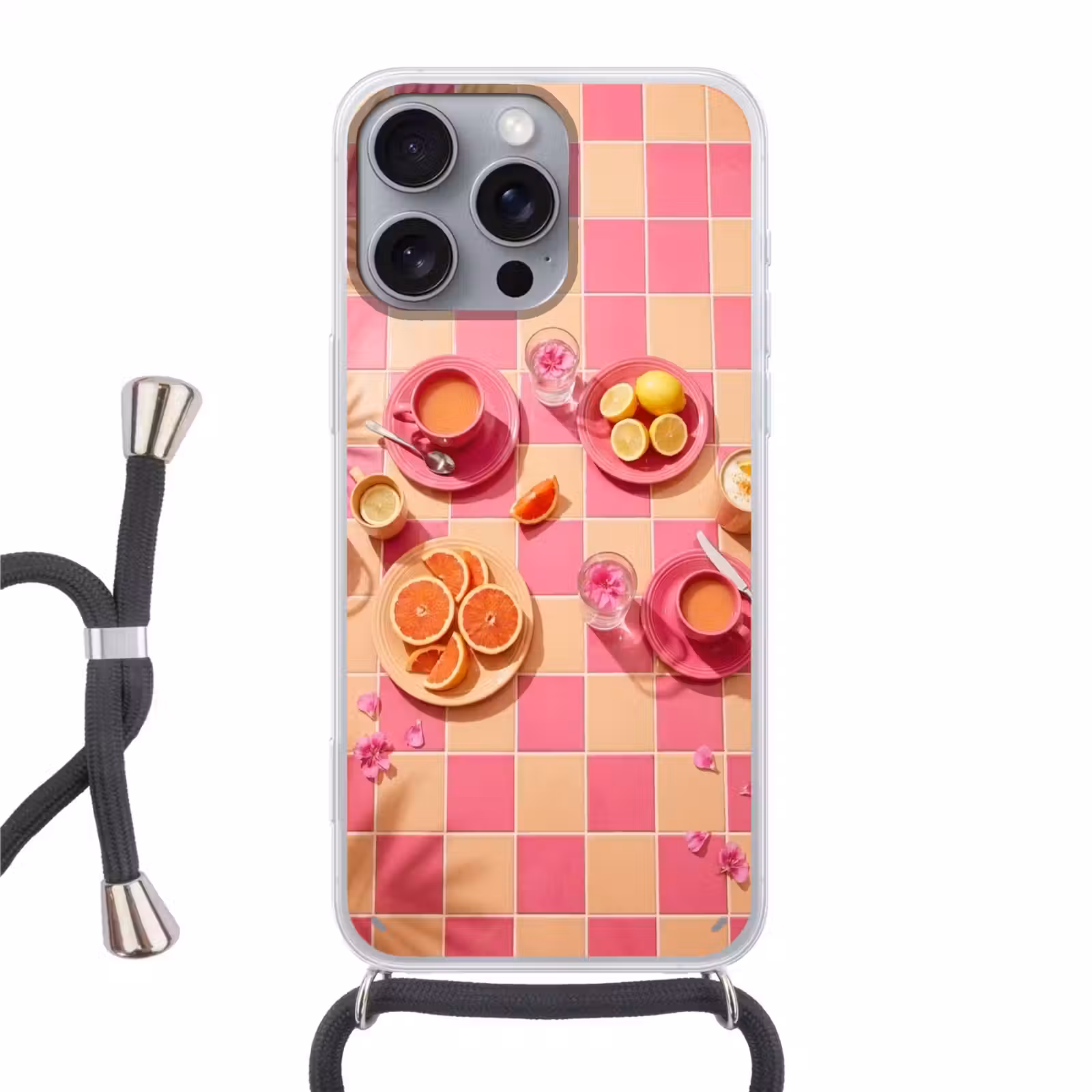 Telefoonhoesje met koord - Eten - Citrusvruchten - Stillevens - Roze - Oranje — 1