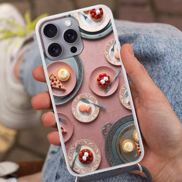 Telefoonhoesje met koord - Dessert - Taart - Gebak - Zoet - Roze — 2