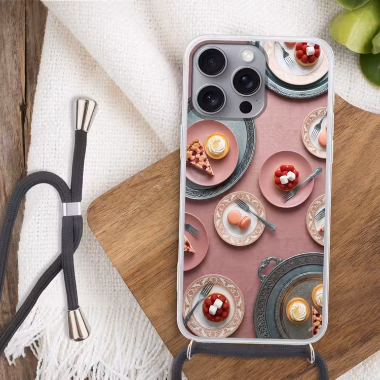 Telefoonhoesje met koord - Dessert - Taart - Gebak - Zoet - Roze — 3