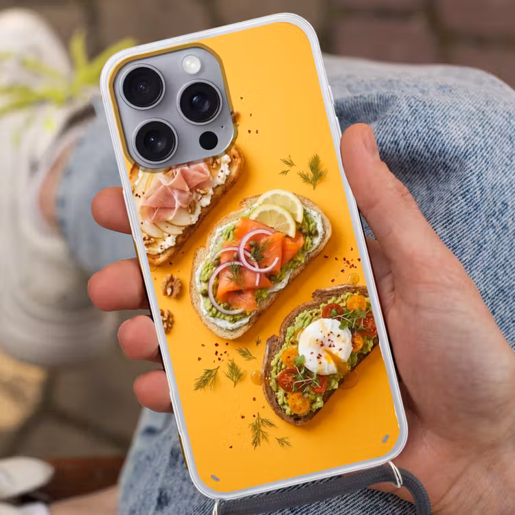 Telefoonhoesje met koord - Eten - Brood - Ontbijt - Modern - Kleurrijk — 2