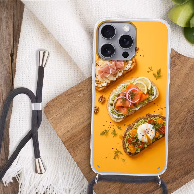 Telefoonhoesje met koord - Eten - Brood - Ontbijt - Modern - Kleurrijk — 3