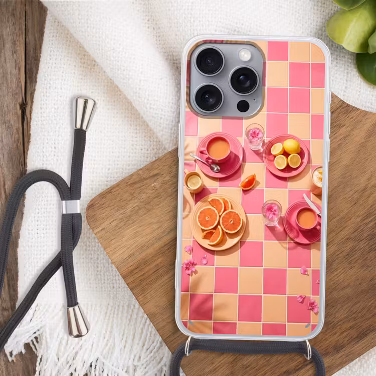 Telefoonhoesje met koord - Eten - Citrusvruchten - Stillevens - Roze - Oranje — 3