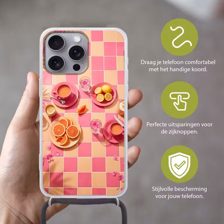 Telefoonhoesje met koord - Eten - Citrusvruchten - Stillevens - Roze - Oranje — 4
