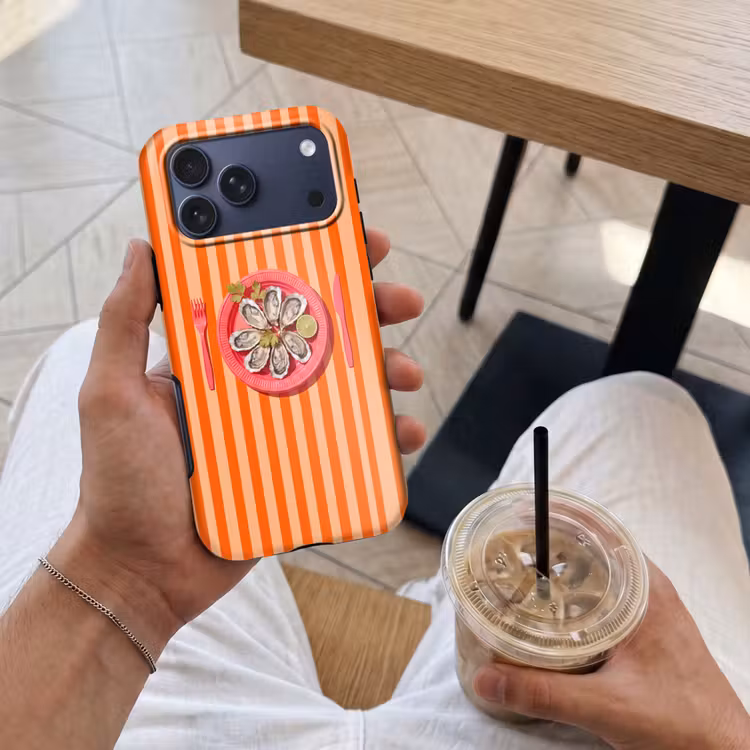 Telefoonhoesje Toughcase - Eten - Oester - Zeevruchten - Oranje - Modern — 4