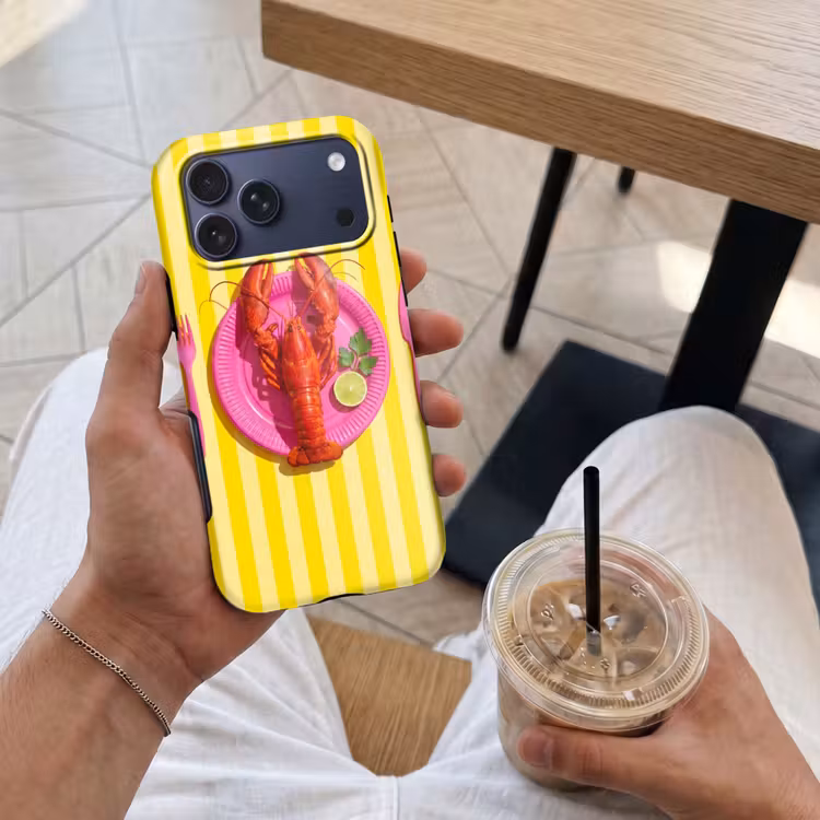 Telefoonhoesje Toughcase - Eten - Roze - Geel - Modern - Culinaire — 4