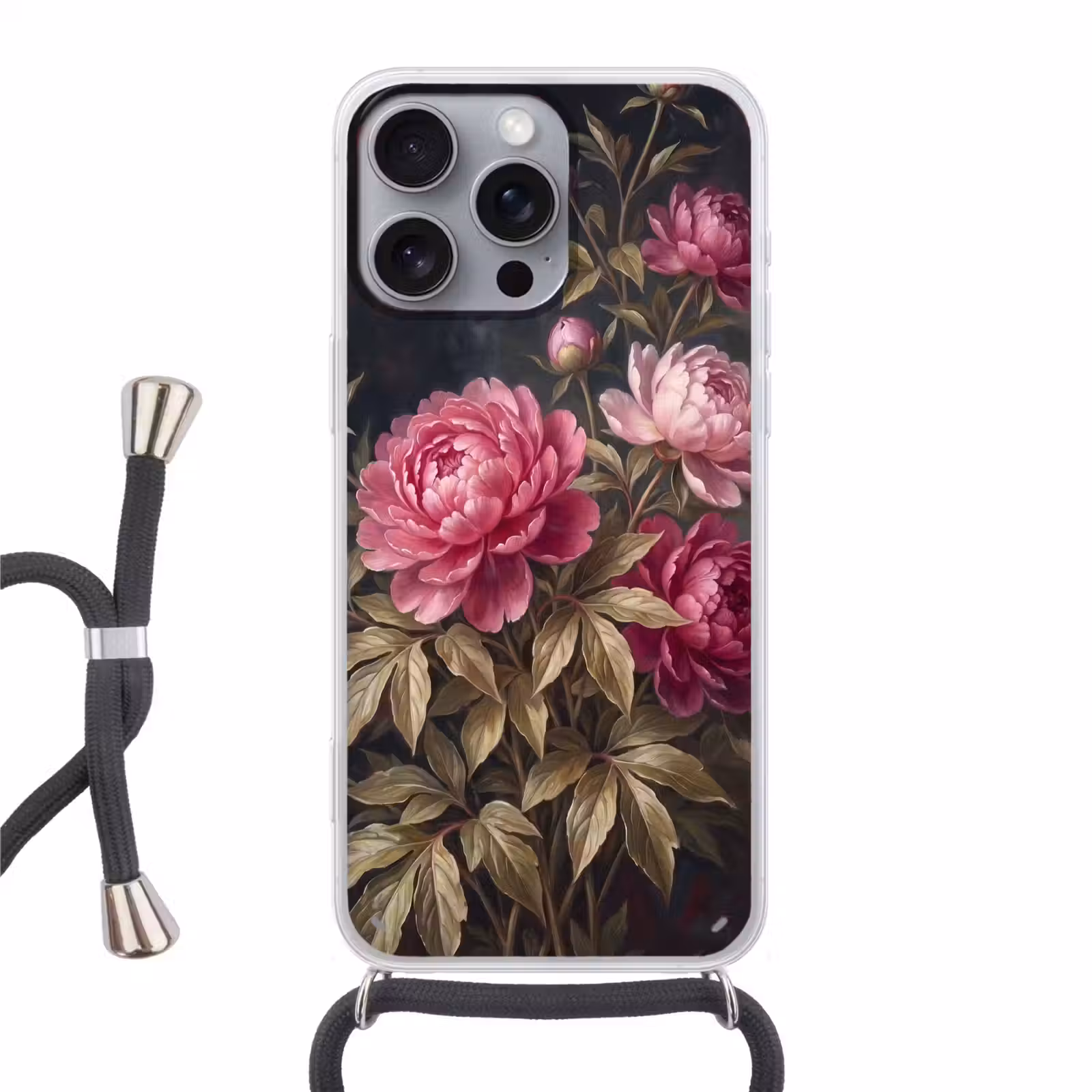 Telefoonhoesje met koord - Bloemen - Roze - Klassiek - Natuur — 1
