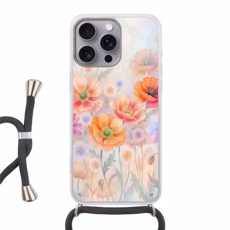 Telefoonhoesje met koord - Bloemen - Aquarel - Natuur - Modern - Kleurrijk — 1