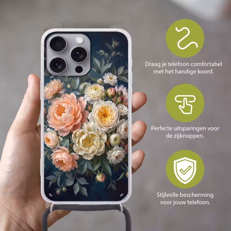 Telefoonhoesje met koord - Bloemen - Boeket - Natuur - Klassiek - Kleurrijk — 4