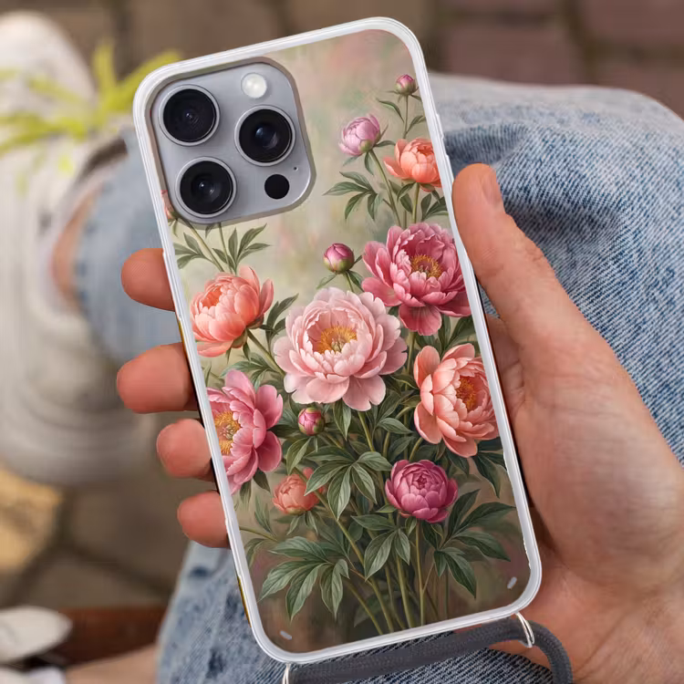 Telefoonhoesje met koord - Bloemen - Roze - Klassiek - Gedetailleerd - Natuur — 2