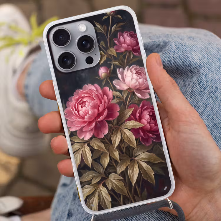 Telefoonhoesje met koord - Bloemen - Roze - Klassiek - Natuur — 2