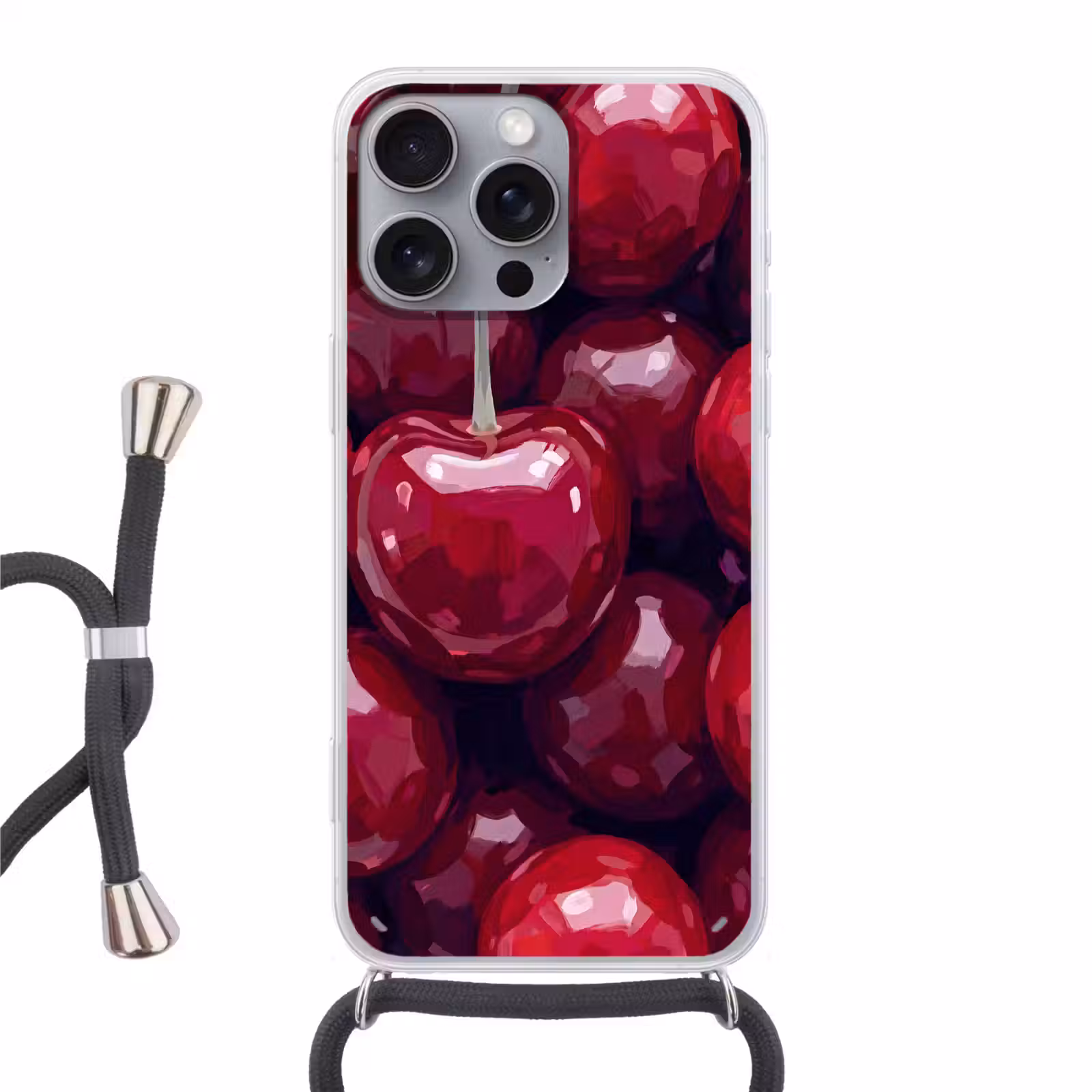 Telefoonhoesje met koord - Fruit - Kersen - Eten - Modern - Rood — 1