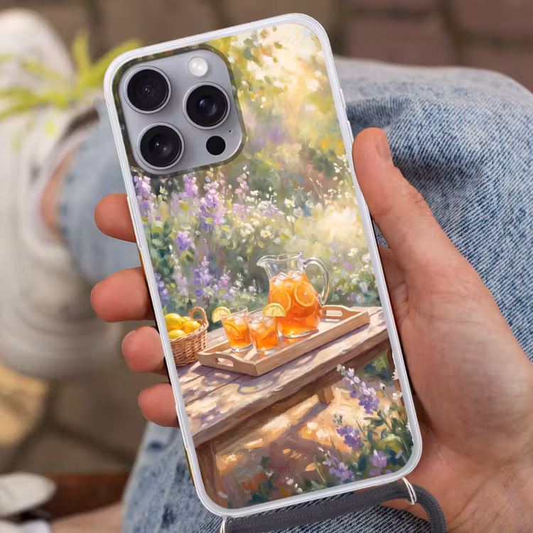 Telefoonhoesje met koord - Drank - Citroen - Zomer - Tuin - Geel — 2