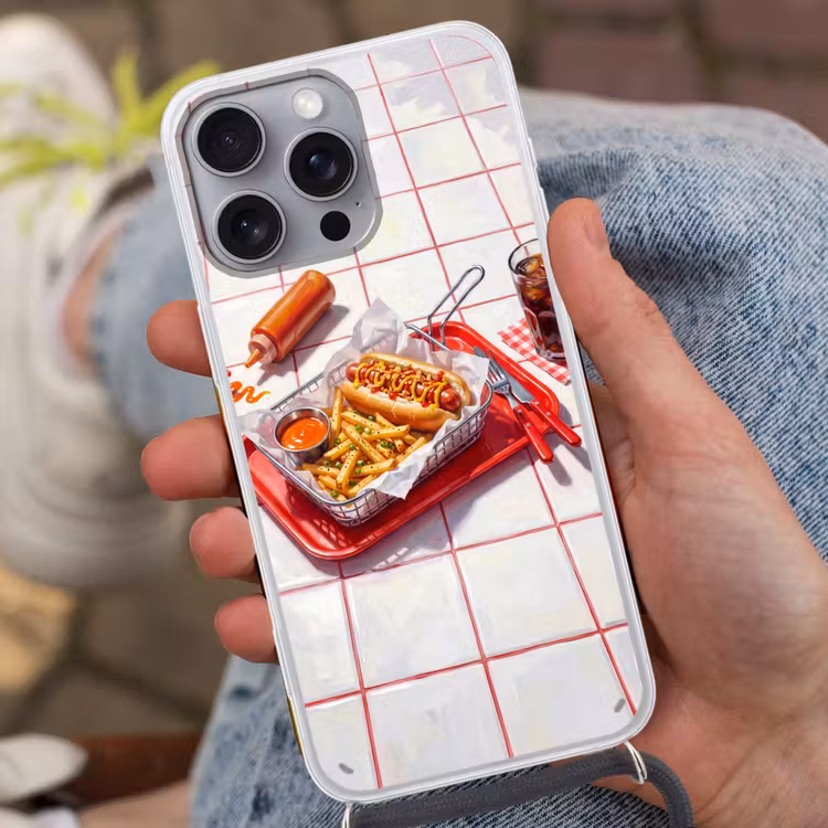 Telefoonhoesje met koord - Eten - Hotdog - Fastfood - Modern - Rood — 2