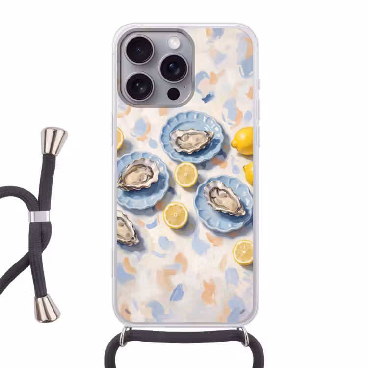 Telefoonhoesje met koord - Eten - Oesters - Citroenen - Modern - Geel — 1
