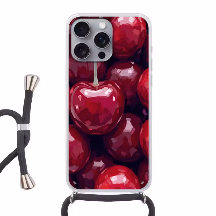 Telefoonhoesje met koord - Fruit - Kersen - Eten - Modern - Rood — 1