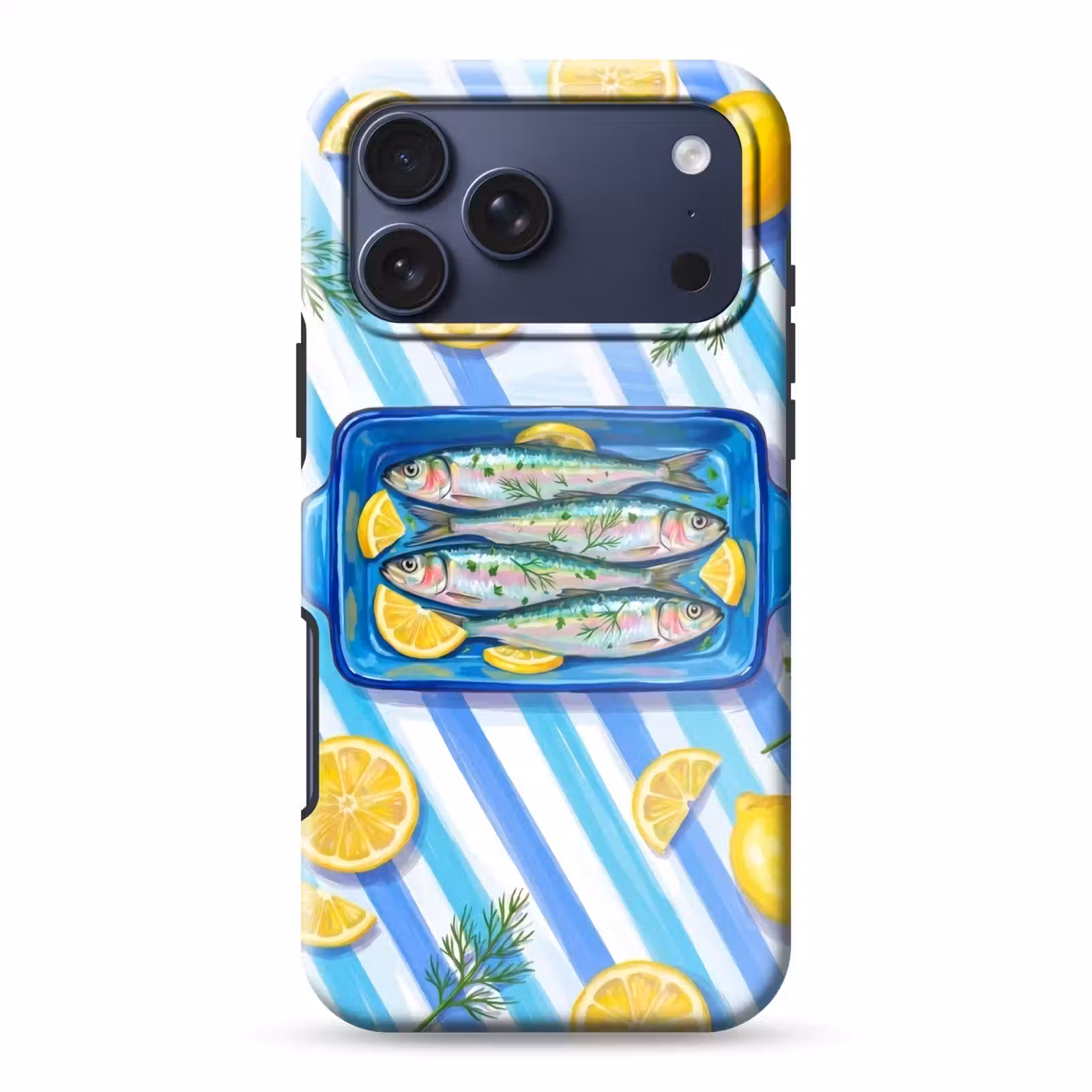 Telefoonhoesje Toughcase - Vis - Citroen - Kruiden - Eten - Blauw — 1